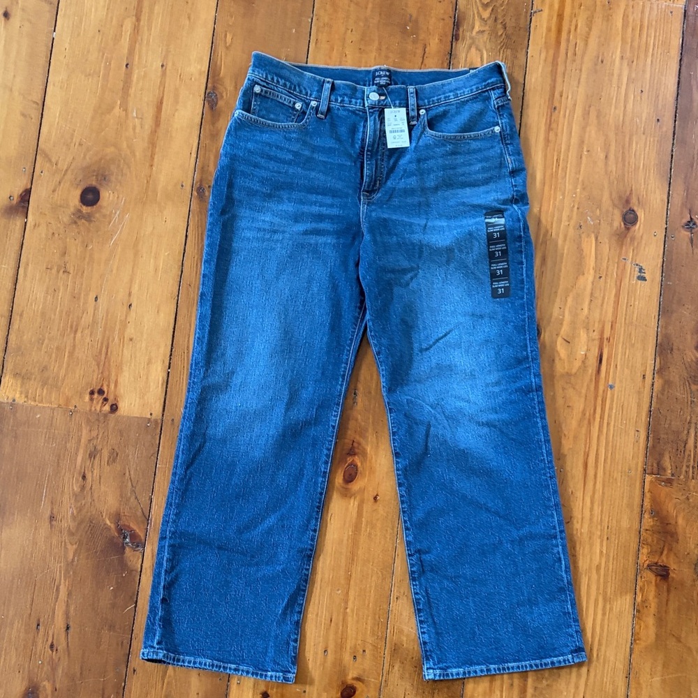 JCrew Full Length Slim Wide Leg Blue Denim Jeans